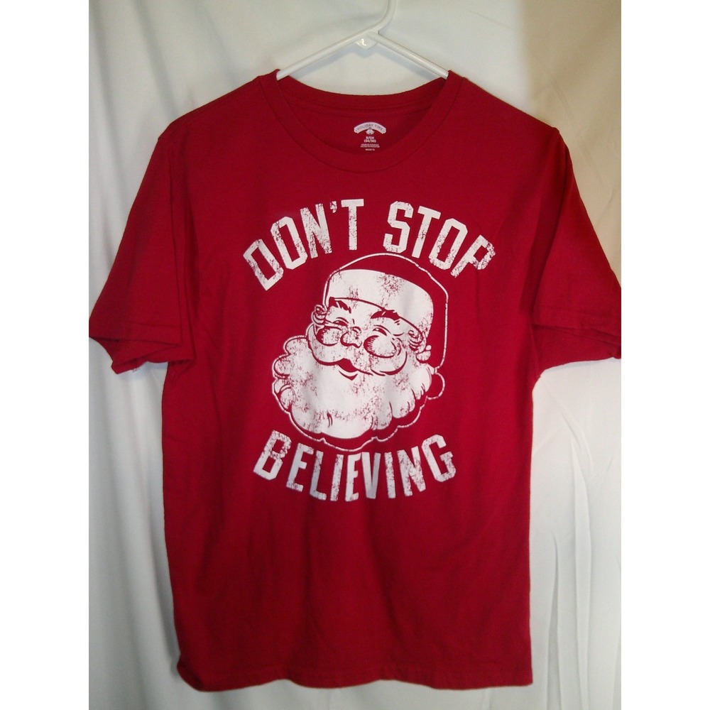 Holiday Time‎ Santa Graphic T-Shirt Christmas Holiday Tee Mens Size S